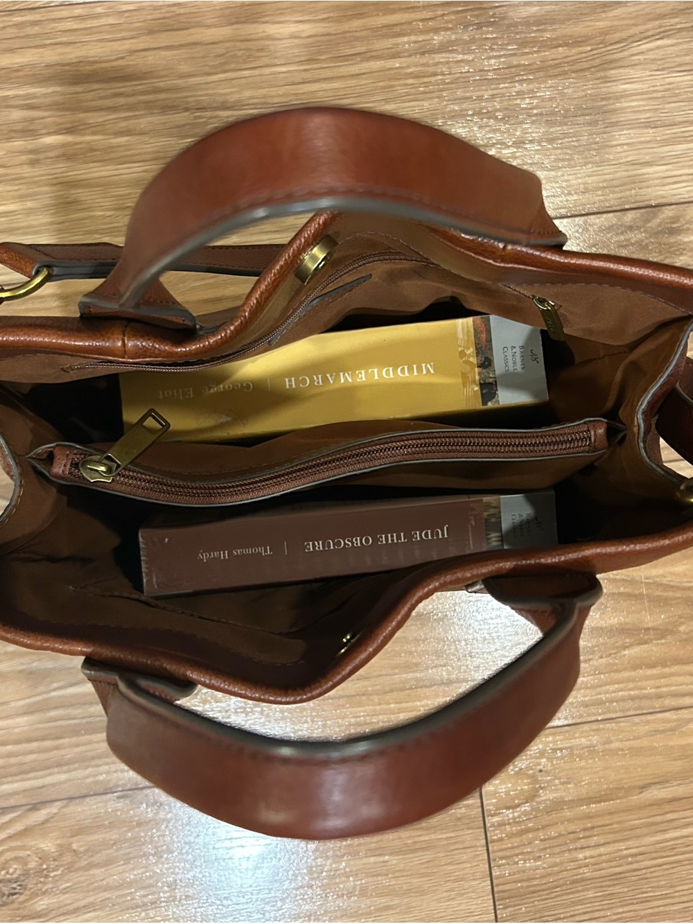 Fossil Cognac Leather Tote with Dual Handles - Picture 4 of 16